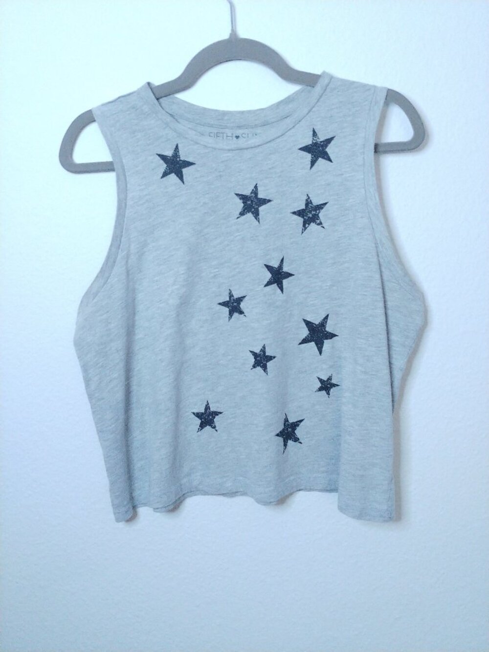 Fifth Sun Heather Gray Star Muscle Tee Tank Top